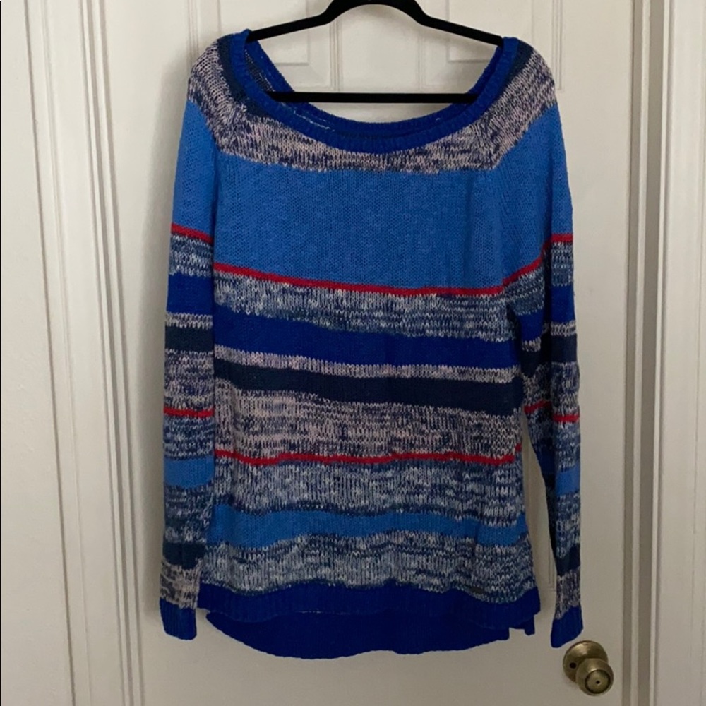 Multicolored Off the Shoulder Sweater